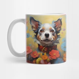 Whimsical Dog Surrounded by Wildflowers Mug